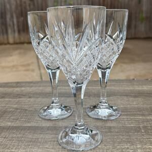 Shannon Godinger Vintage Dublin Crystal Wine Goblets 8" Cut Glasses-Set of 3